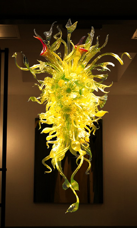 Bright and merry golden yellow mouth blown decorative glass Murano chandeliers sale