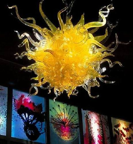 Offer Hand Made Decorative Blown Glass Murano Chandelier Pendant in Amber