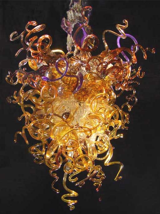 Joy crisp golden yellow Christmas decoration hand-blown glass chandelier