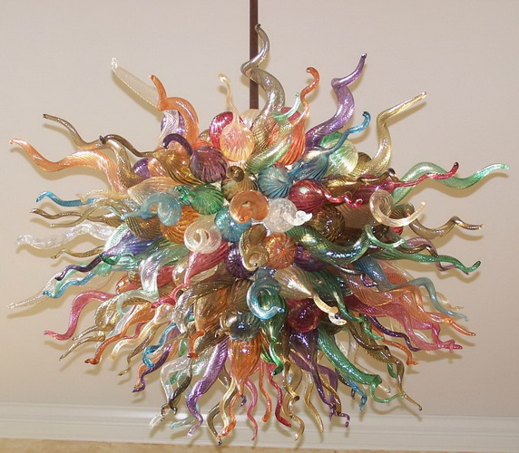 Color brilliant chandelier of hand-blown glass lighting for sale