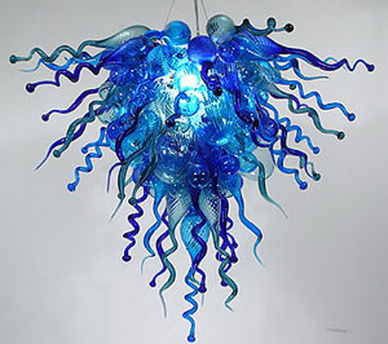 Custom fabulous quality decoration blue hand blown art glass chandelier led ceiling lights