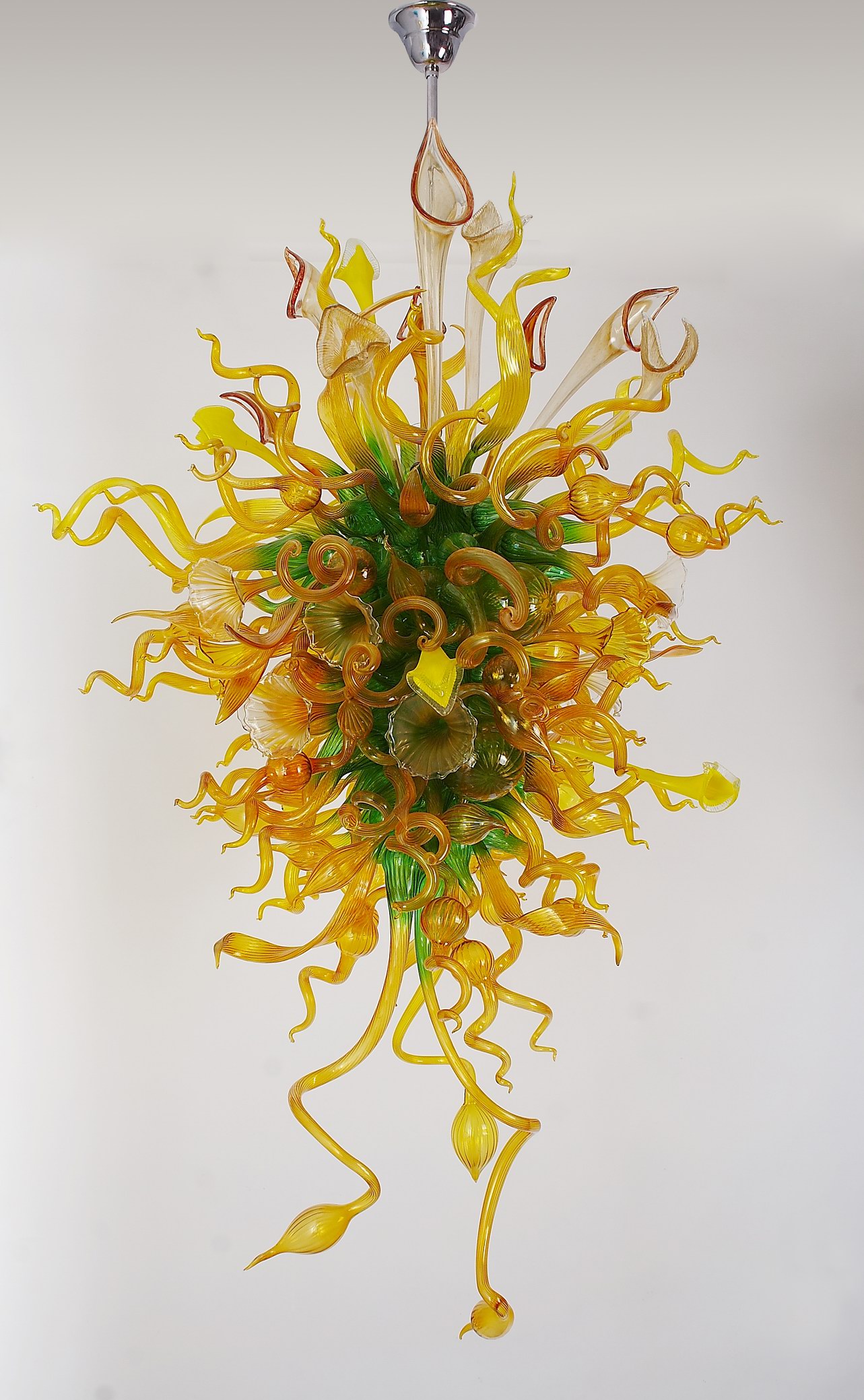 100% indoor amber hand blown glass chandelier lighting