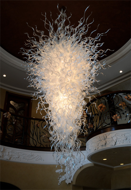 Simple white 100% hand blown glass art Chandelier lighting