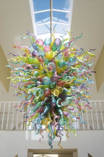 Unique design wedding decoration colored hand blown glass chandelier pendant