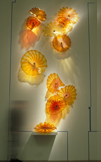 Popular joy orange Christmas Murano blown glass wall art for sale