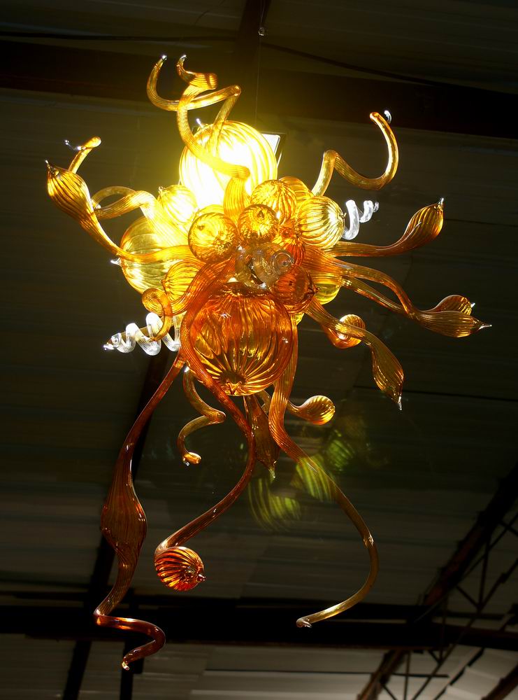 Customized warm amber blown art glass chandelier lamp Customized warm amber blown art glass chandelier lamp