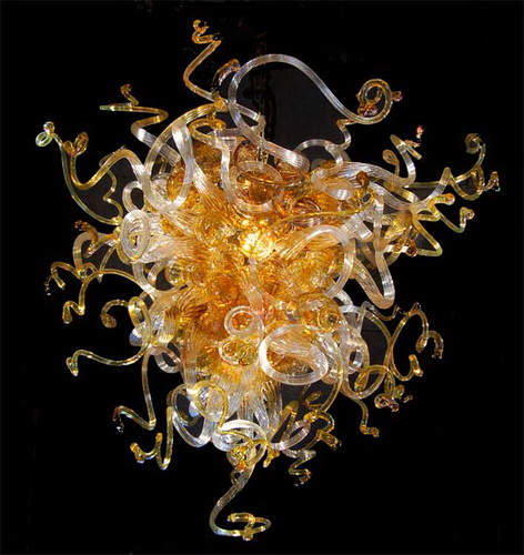 customizable modern home decor Murano yellow white chandelier blown glass